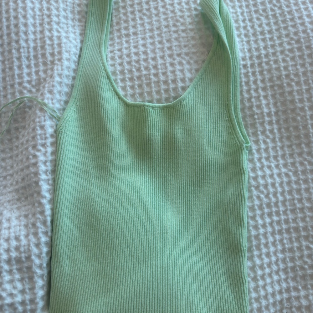 Zara Mint Green Ribbed Tank Top